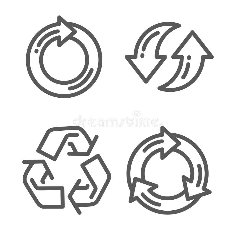 Set of recycle arrow thin line icon vector illustration