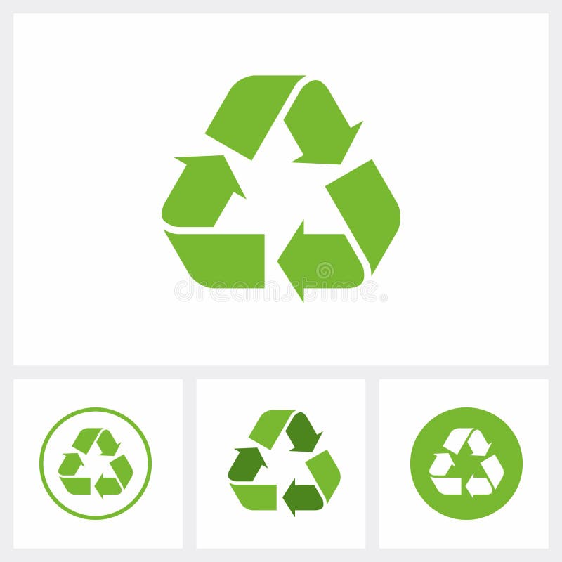 Set of recycle icon. Recycle symbol, eco green color stock illustration