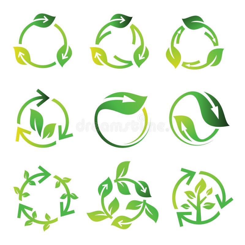 Set Recycle Leaf Arrow Circle Logo Design Vector royalty free illustration Set Recycle Leaf Arrow Circle Logo Design Vector royalty free illustration