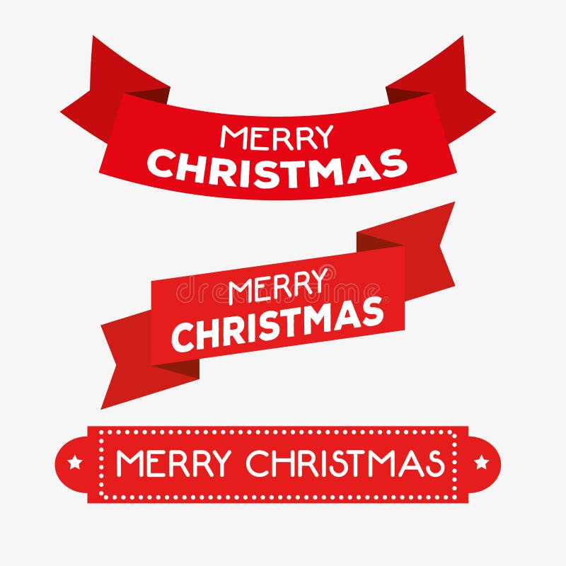Set red ribbon decoration to merry christmas vector illustration Set red ribbon decoration to merry christmas vector illustration
