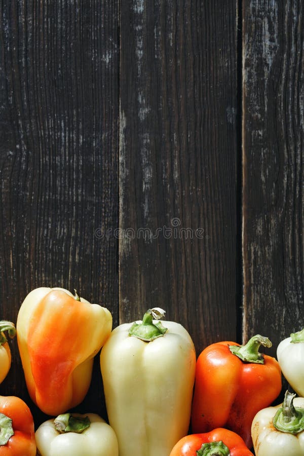 Set red yellow homemade pepper dark background border top view stock photos Set red yellow homemade pepper dark background border top view stock photos