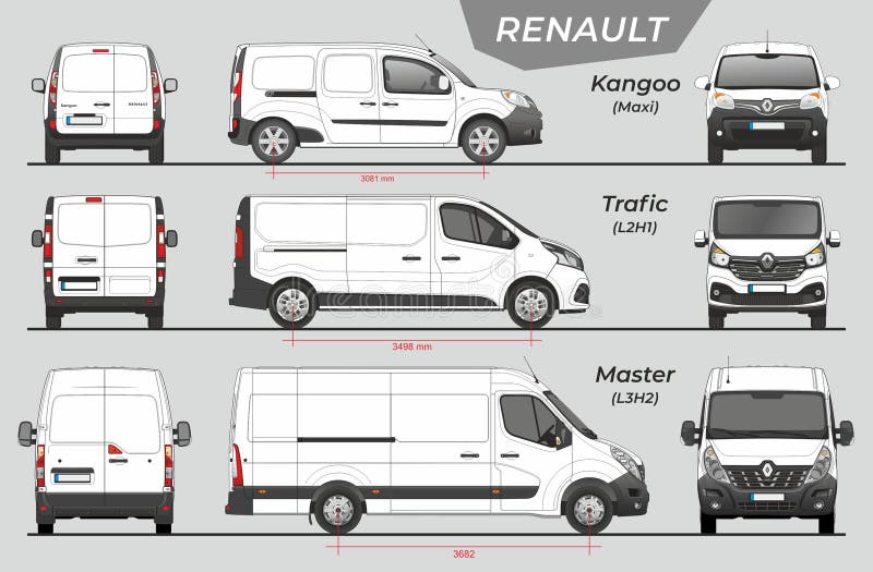 Renault Master cargo van outline template Stock Vector