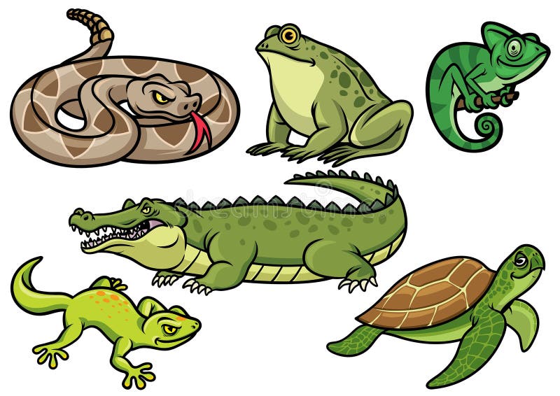 Set of reptile cartoon illustration