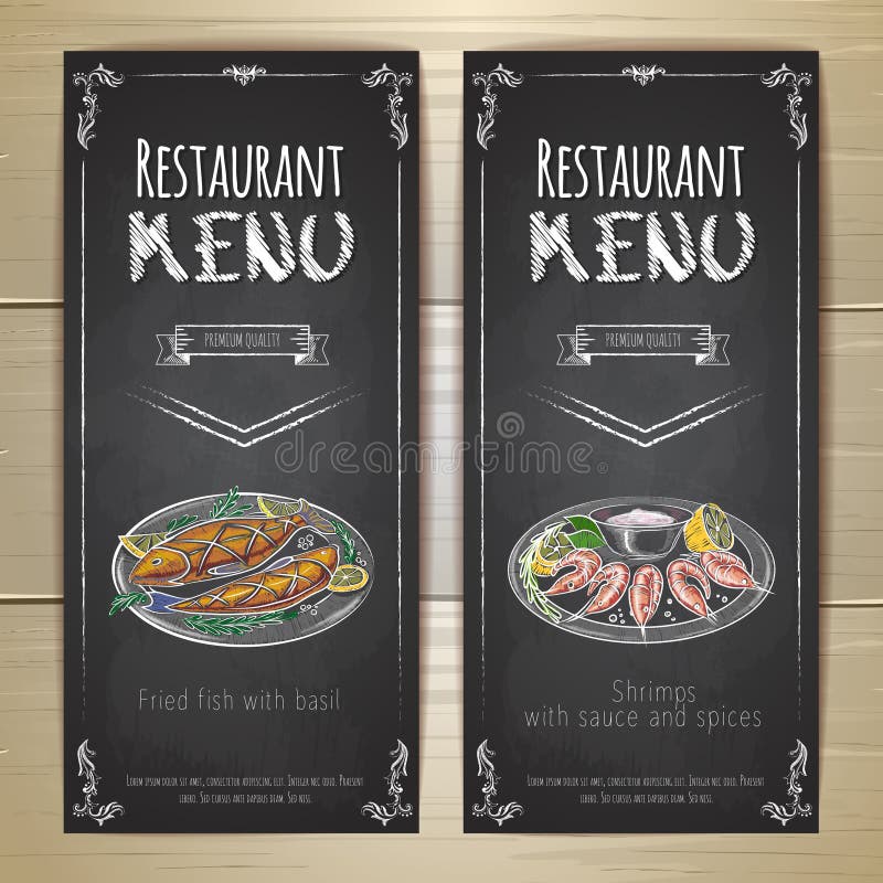 Set Of Restaurant Menu Chalk Drawing Banners Stock Vector