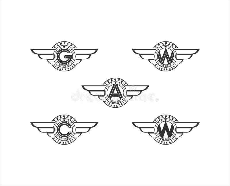 Set of retro badge with wings. vintage logo vector design element. emblem. badge vector logo desgn. Angel rider vectors