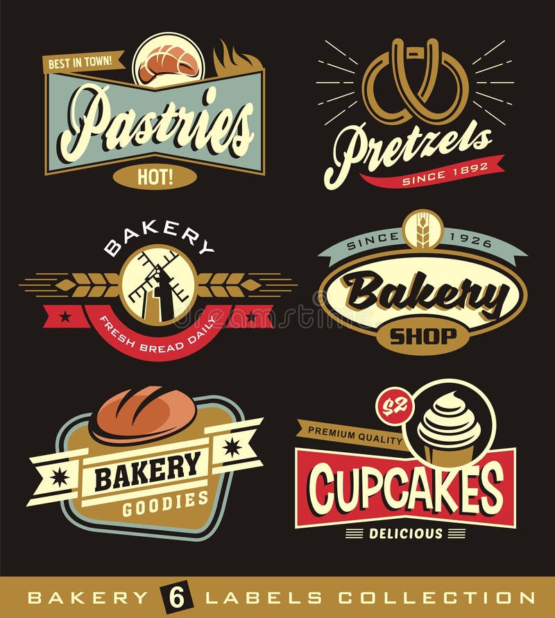 Set of retro bakery shop design elements stock illustration Set of retro bakery shop design elements stock illustration