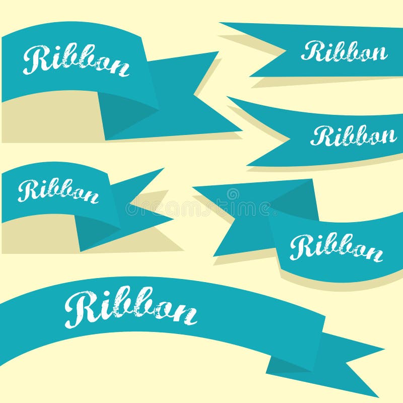 Set of Retro Blue Ribbons and Labels. Stock Illustration Illustration