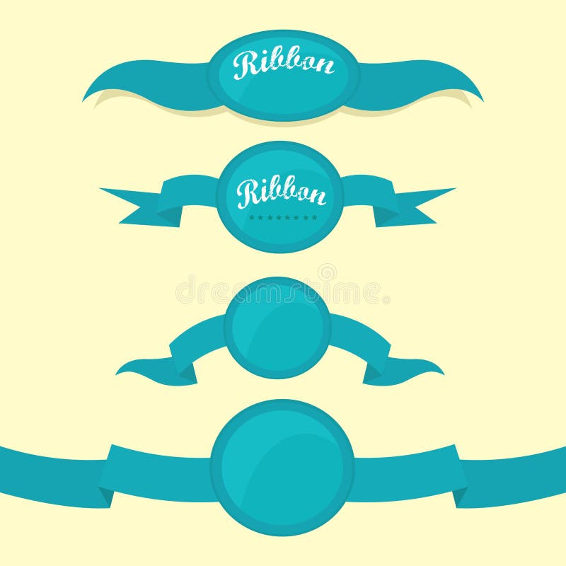 Set of Retro Blue Ribbons and Labels. Stock Illustration Illustration of classical, premium
