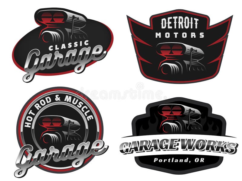 Set of retro car logo, emblems or badges.