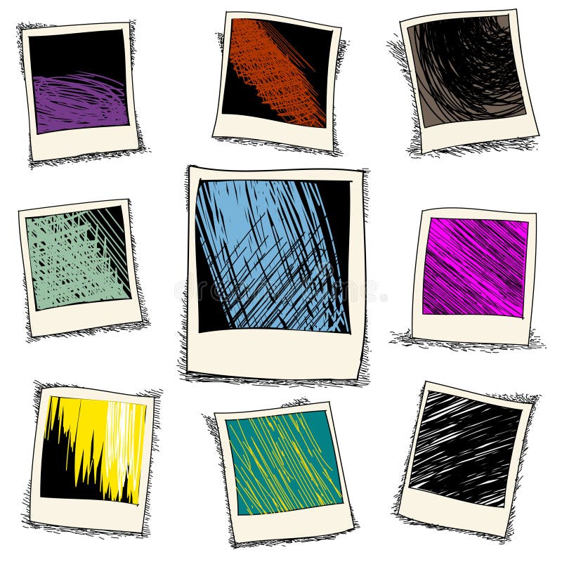 Set of retro photo frame in doodle style vector illustration Set of retro photo frame in doodle style vector illustration