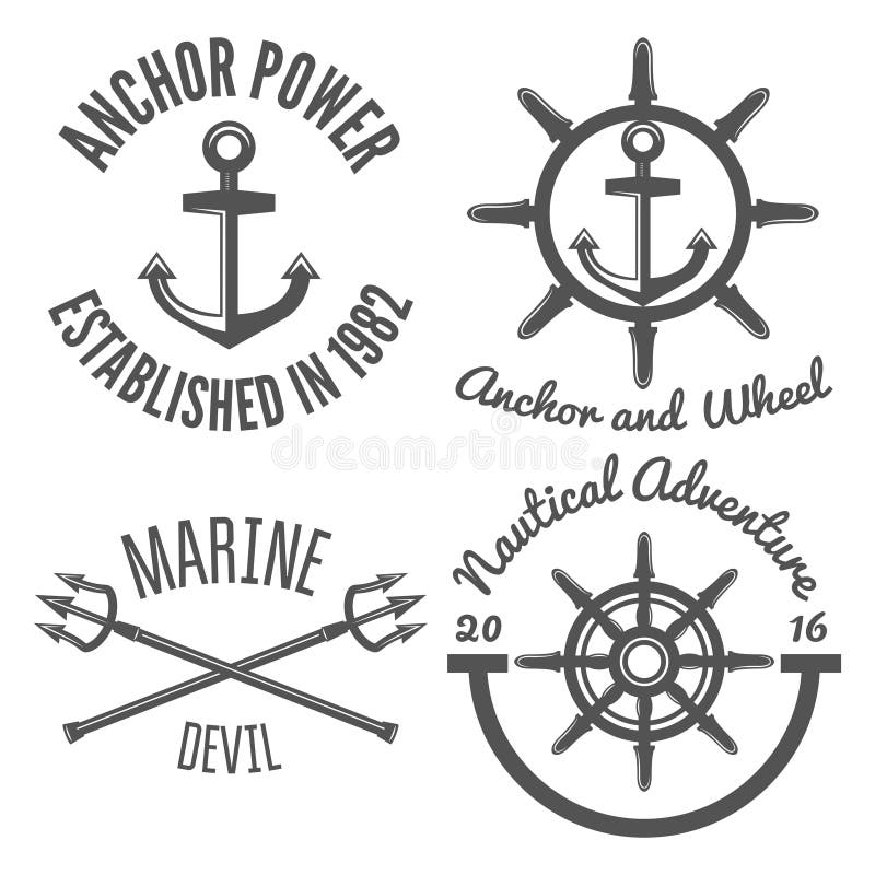 Set of retro vintage nautical labels and badges vector illustration Set of retro vintage nautical labels and badges vector illustration