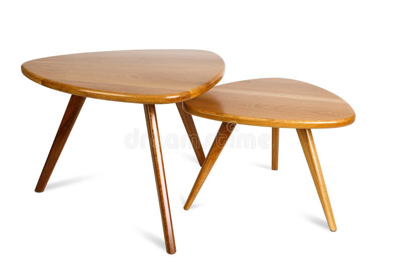 Set of Retro Wooden Coffee Table on White Background ,included Clipping