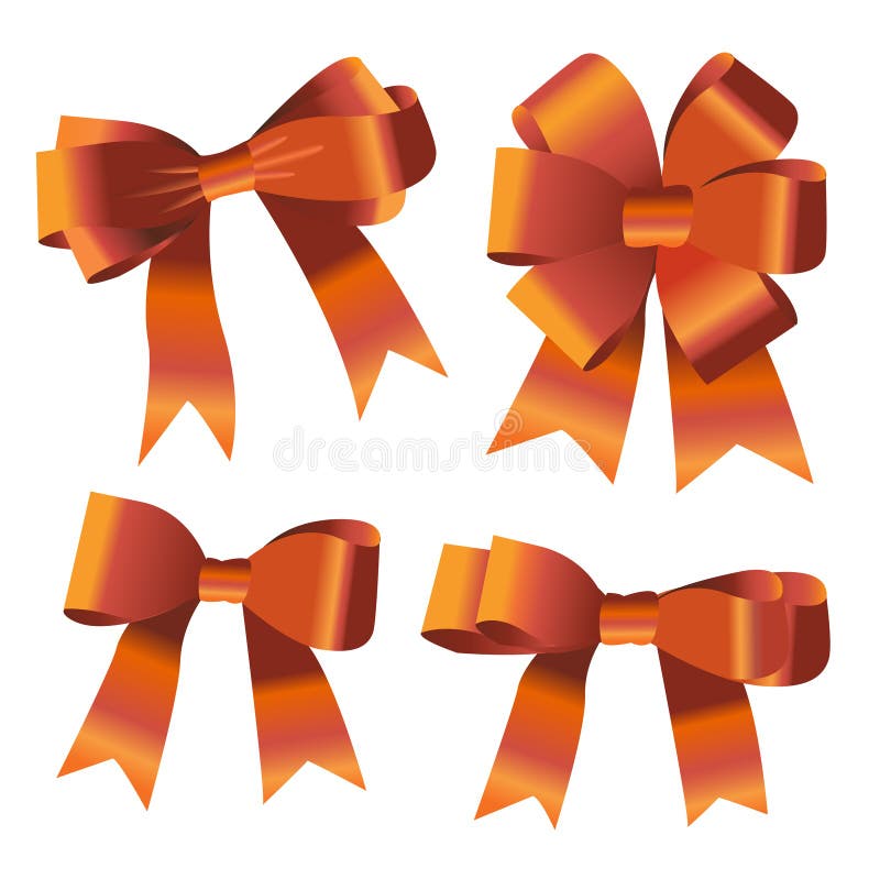 Orange Gift Bow Stock Photo - Download Image Now - Orange Color