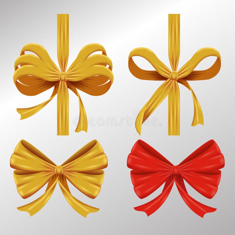 Set Ribbon Bow Accessory To Gift Decoration Stock Vector Illustration