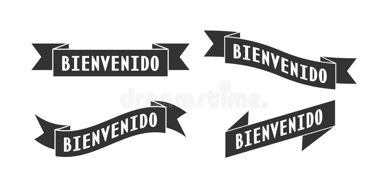 Bienvenido, Welcome Spanish Text Stock Vector - Illustration of caption,  headline: 112542726