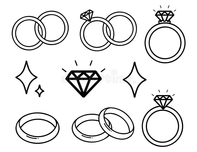 Wedding Rings Line Drawing Stock Illustrations 537 Wedding Rings Line