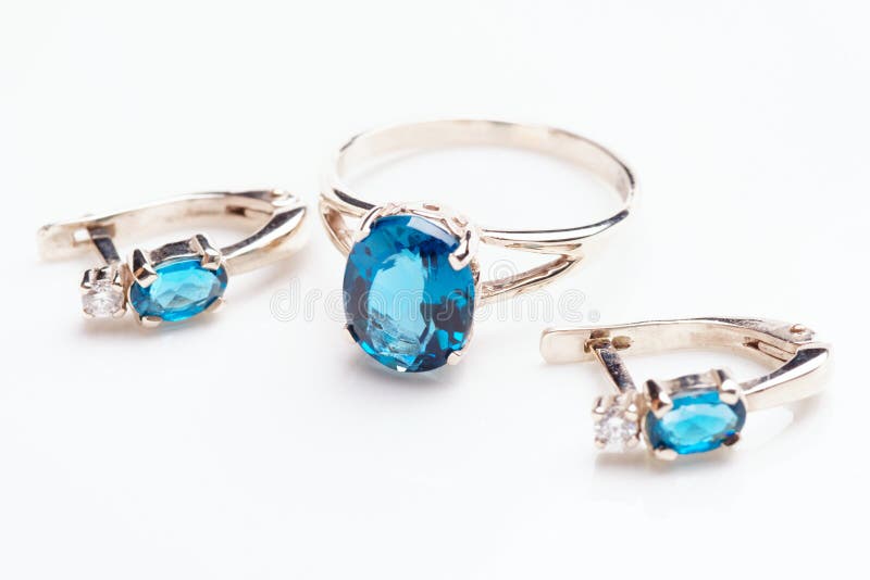 Set of ring and earrings stock image. Image of crystal 191550145