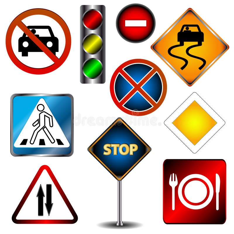 Set of road signs royalty free illustration