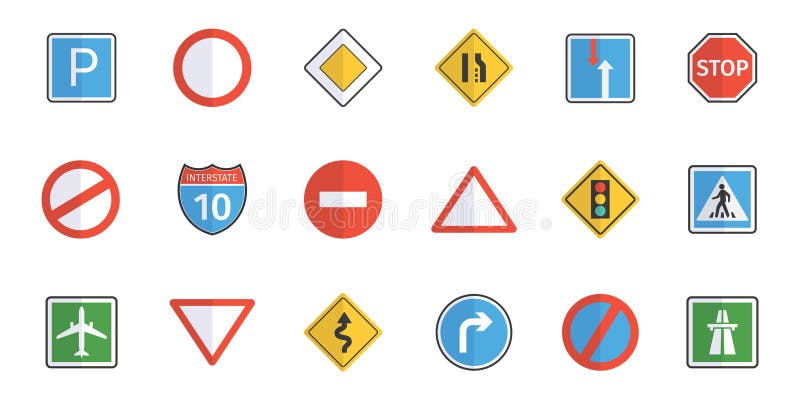 Set of road traffic signs. Caution plate sign collection royalty free illustration