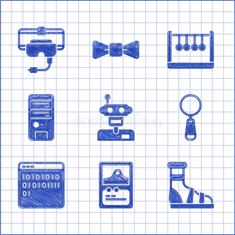 Set robot card game slippers with socks magnifying glass binary