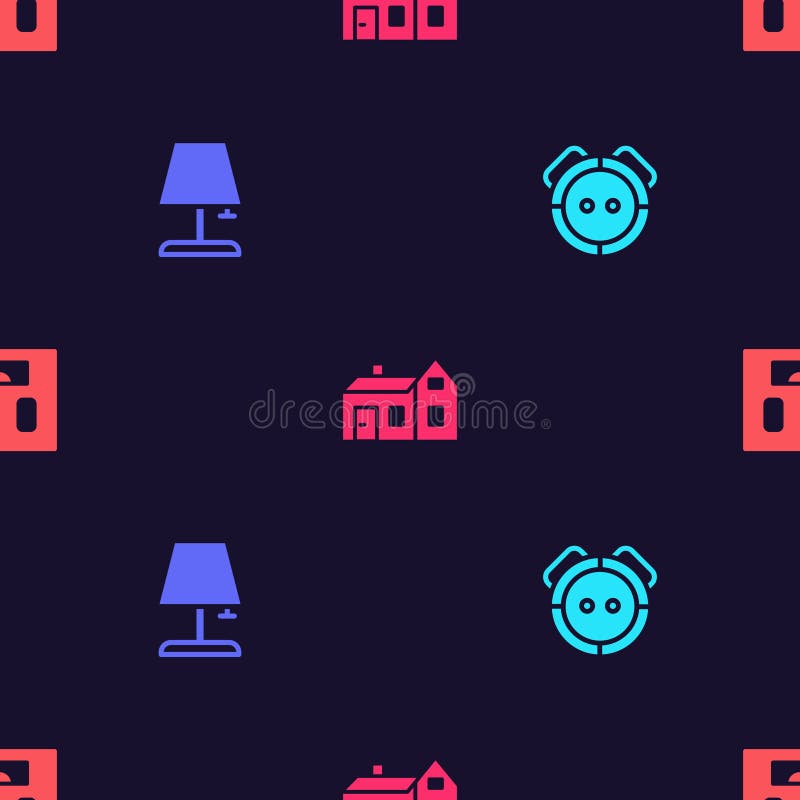 Set Robot Vacuum Cleaner, Table Lamp, House and Bathroom Scales on