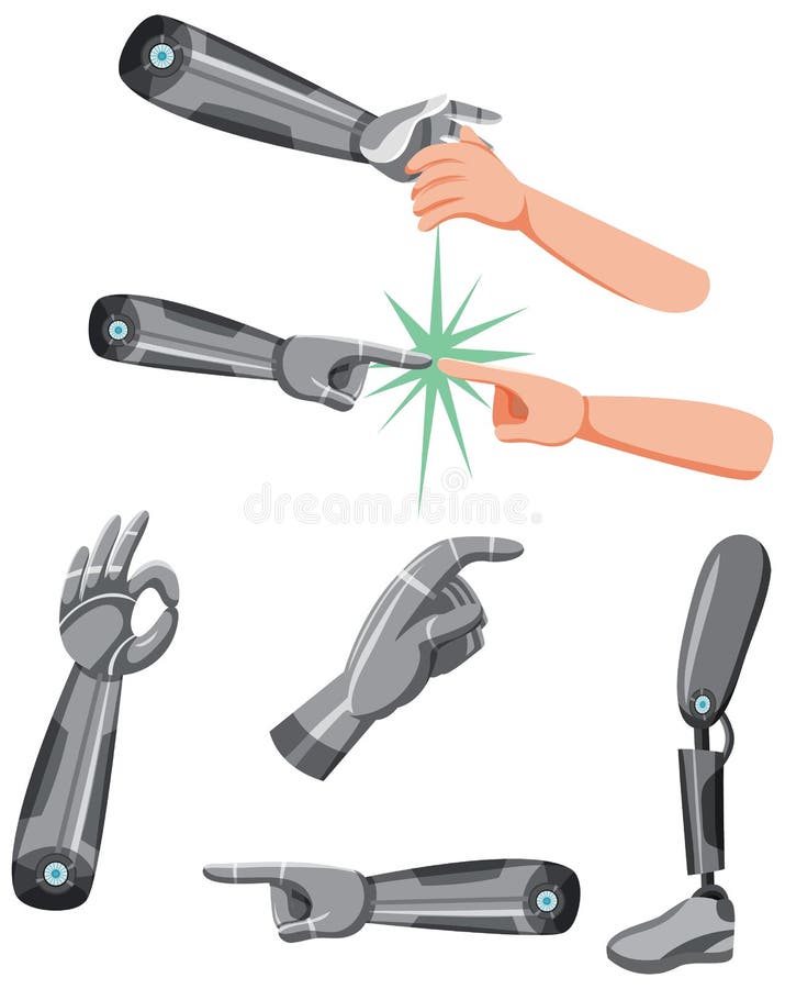 Set of robotic human arm vector illustration