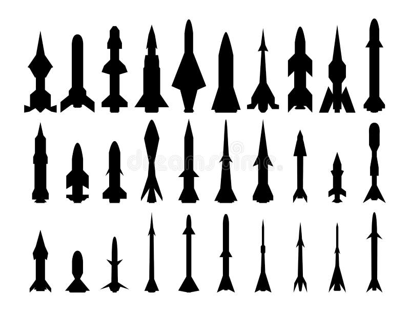 Set of rocket weapons. Isolated on white background. Vector EPS10.