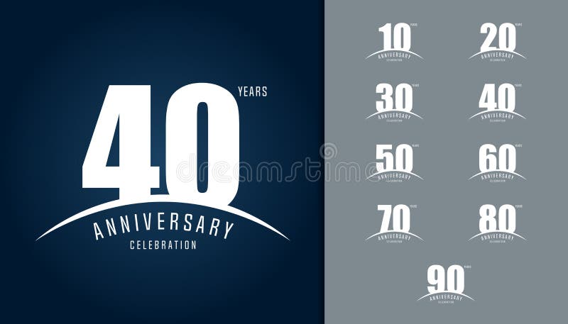Set rocznicowy logotyp Rocznicowe świętowanie projekta zastępcy