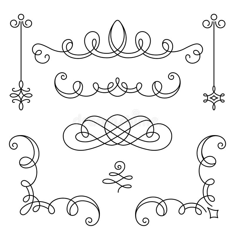 Set rocznik kaligraficzne winiety kąty i ilustracji Set rocznik kaligraficzne winiety kąty i ilustracji