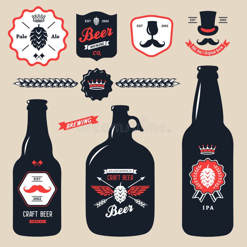 Set rocznika rzemiosła piwnych butelek browaru odznaki