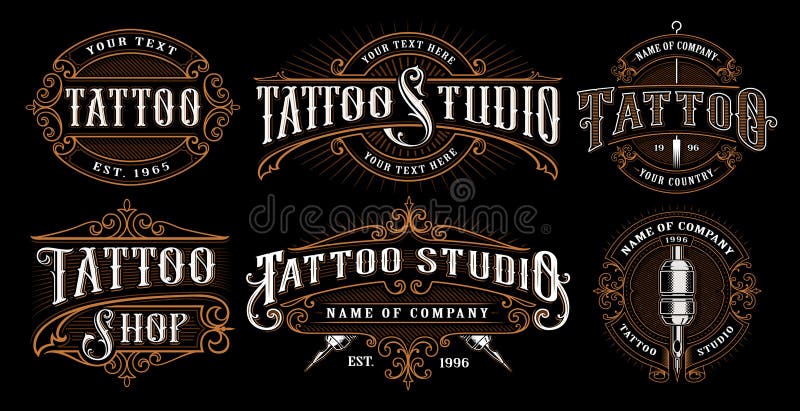Set rocznika tatuażu emblematy royalty ilustracja