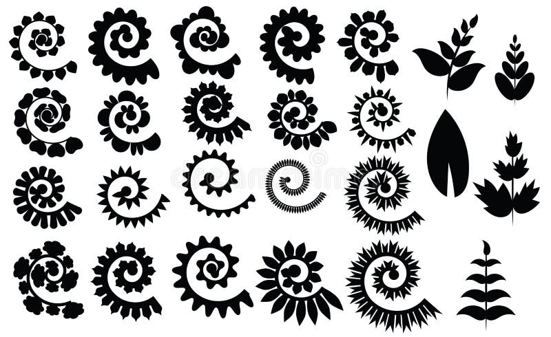 Download Set Rolled Flowers Collection Rolled Paper Flower Black White Vector Illustration For Scrapbooking Plotter Cutting Stock Vector Illustration Of Design Collection 159245850