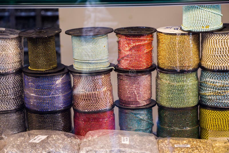 Set of Rolls of colotful string royalty free stock photo