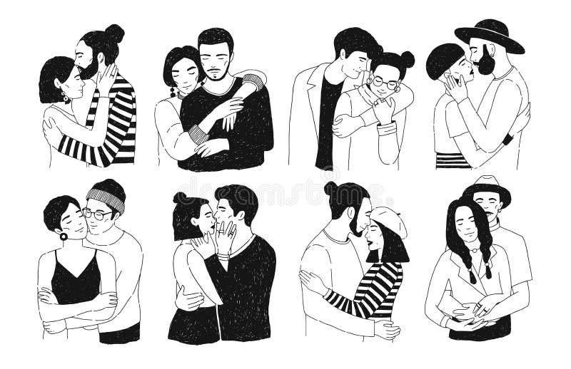 Pencil Sketch Romantic Couple in Love Art 15 Bundle 