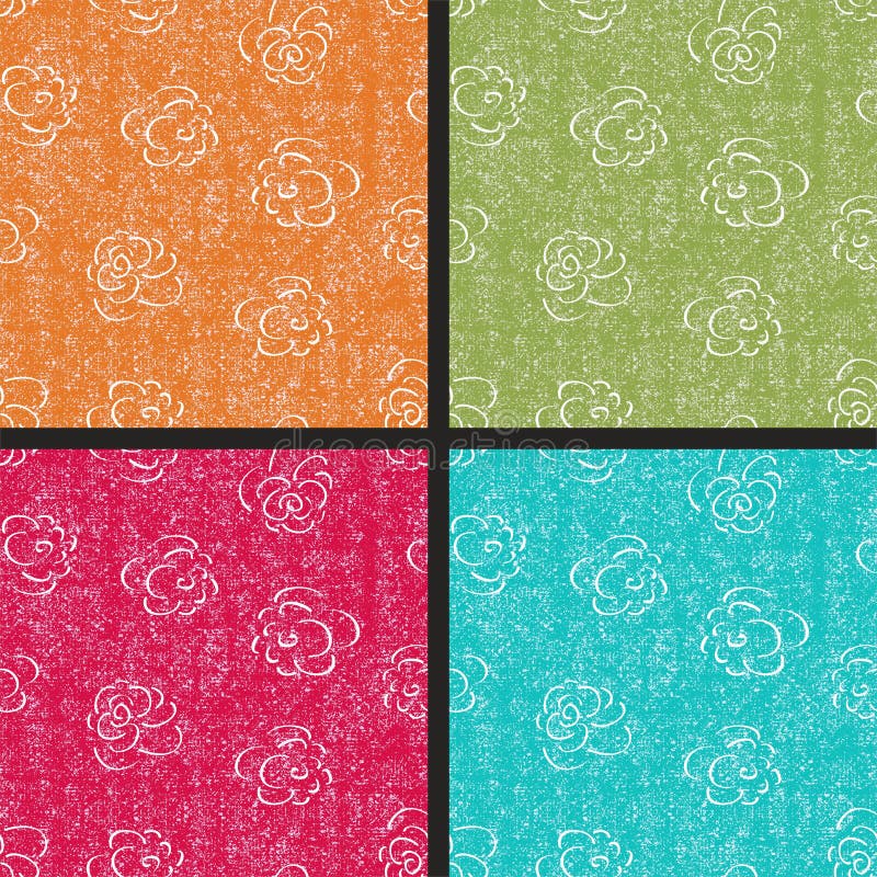 Set of rose seamless retro patterns