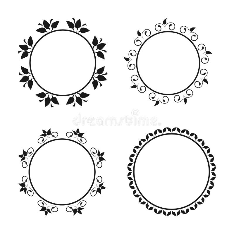 Set of round ornate borders. Frames with floral ornaments.