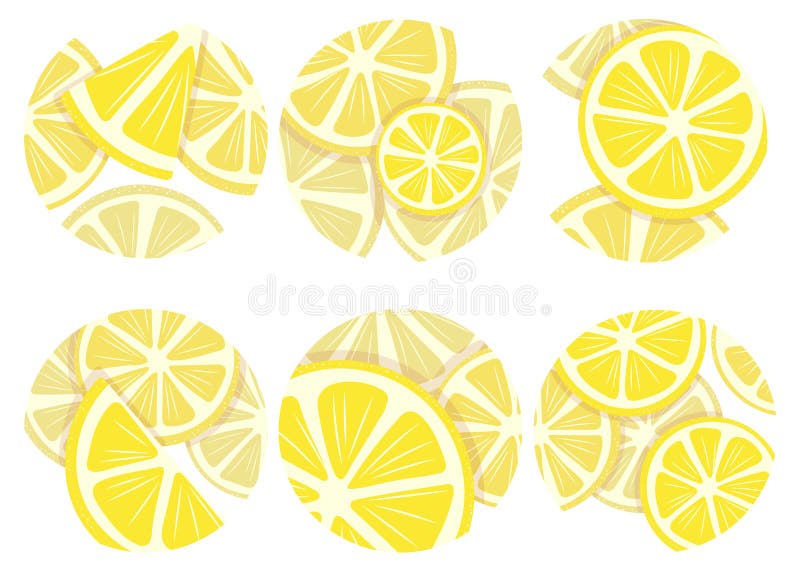 Set of Round Templates for Highlights Icons with Lemons Stock Vector Set of Round Templates for Highlights Icons with Lemons Stock Vector