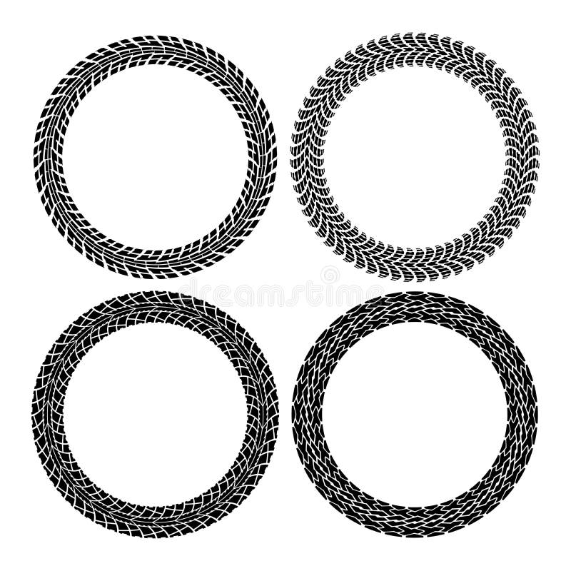 Set of round tire tracks. vector