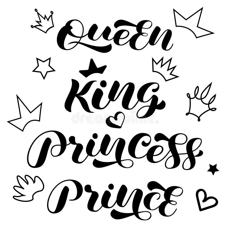 Hand Lettering Word King Queen Vector: Stock-Vektorgrafik (Lizenzfrei)  676505884