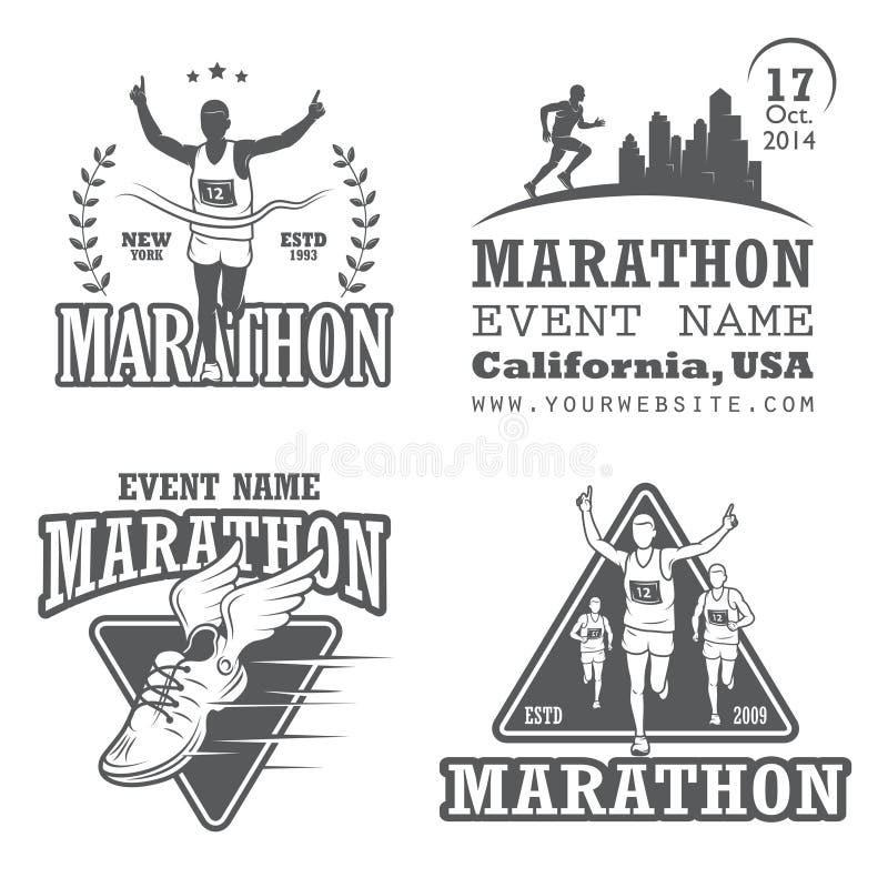 Set of running marathon and jogging emblems, labels and badges. isolated vector illustration. Set 2. Street workout vectors