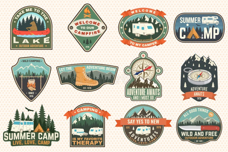 Set of Rv Camping Badges, Patches. Vector Concept for Shirt or Logo ...