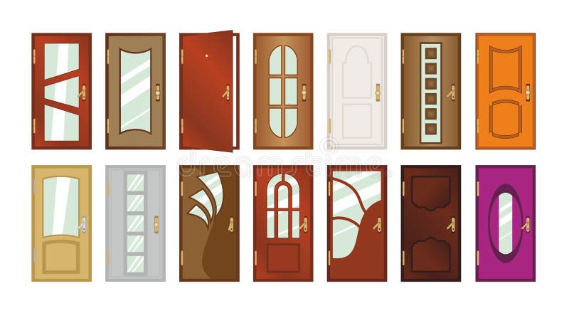 Set różni typ drzwi royalty ilustracja