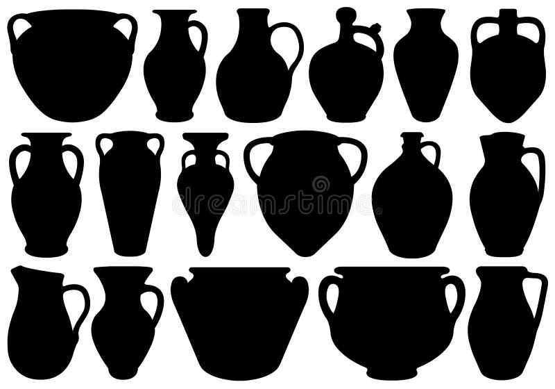 Set of different clay pottery isolated on white. Set of different clay pottery isolated on white