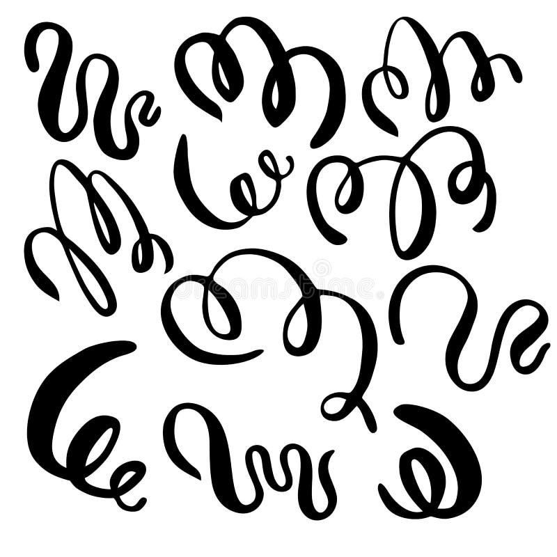 Set ręka remisu elementy, wykłada i ornamenty kaligrafia szczotkują ilustracji