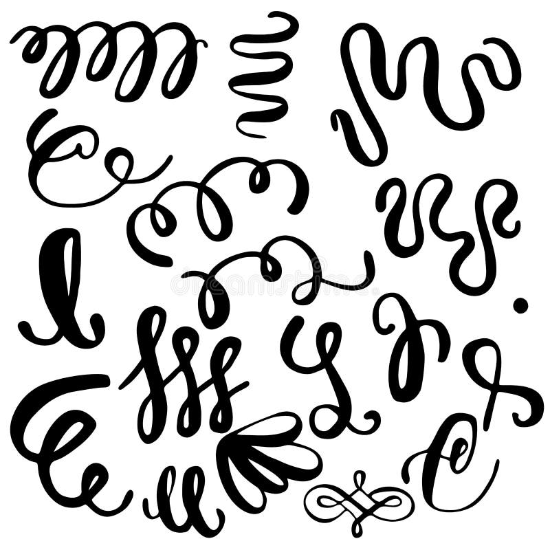 Set ręka remisu elementy, wykłada i ornamenty kaligrafia szczotkują royalty ilustracja
