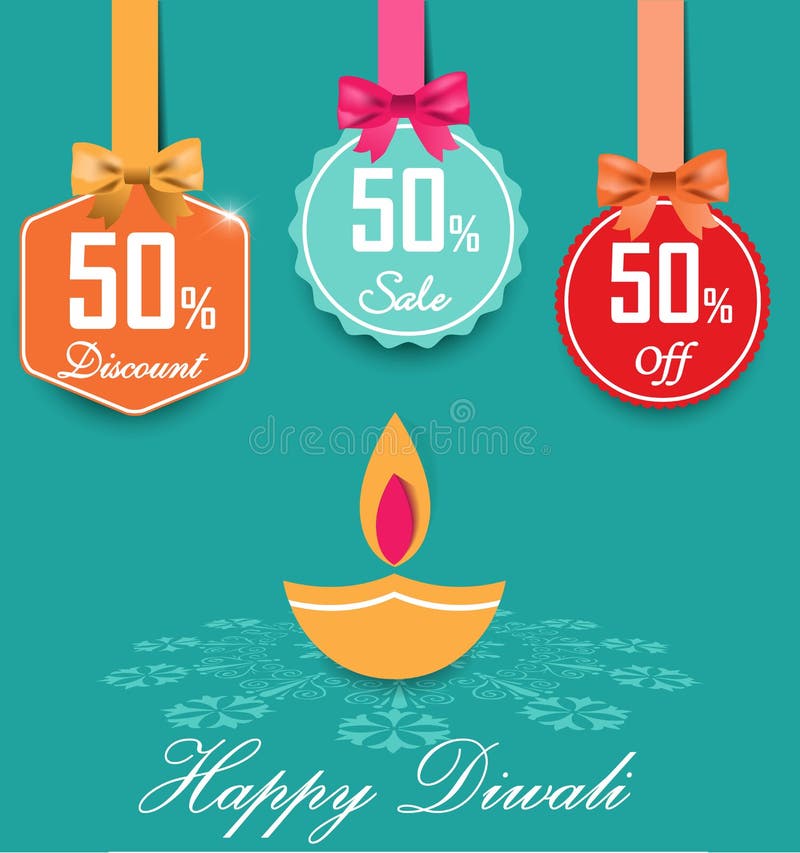 Set of 50 sale and discount flat color labels with bows and ribbons Style Sale Tags Design, 50 off