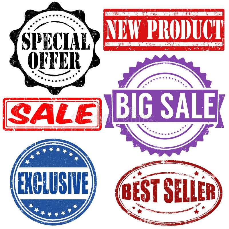Stamps for exclusive sales stock vector. Illustration of grunge 14038691