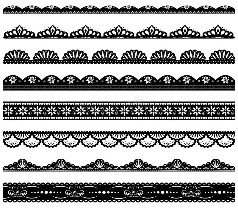 Scalloped Lace Border set. Clipart image isolated on white background Stock  Vector