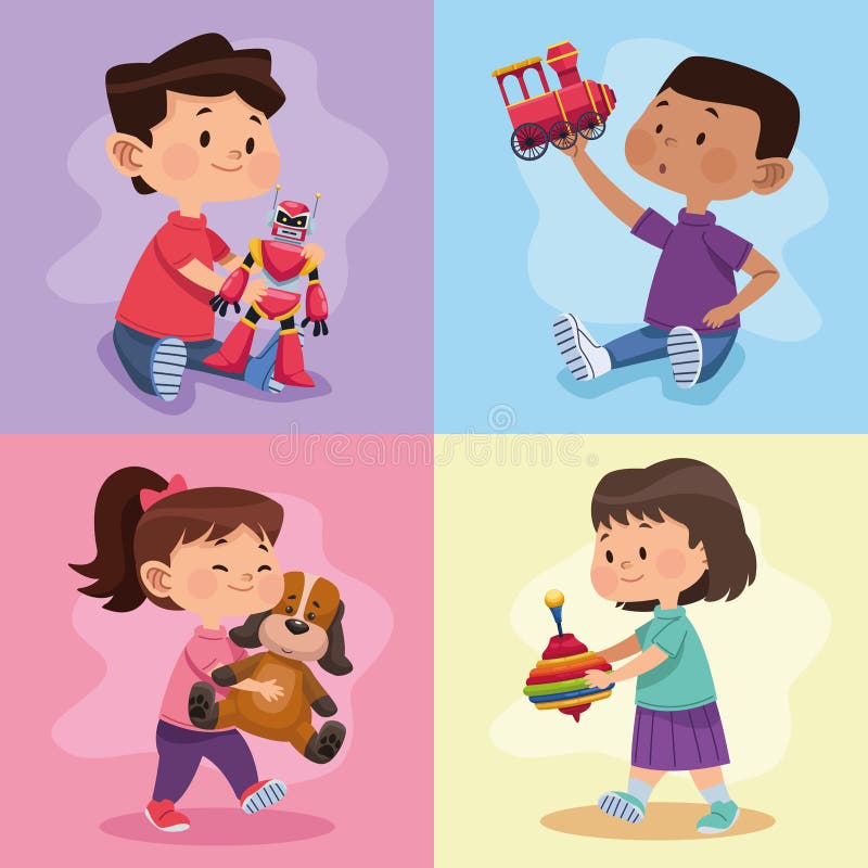 Four kids playing royalty free illustration