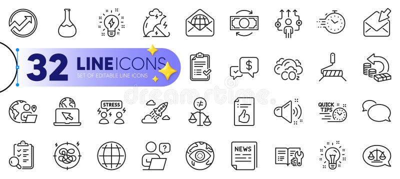 Set schiță de inspectare a ideii și pictograme pentru linia de rezervă pentru numerar. pentru aplicația web. vector royalty free illustration